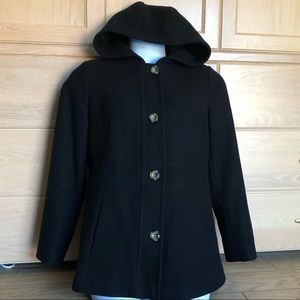 Hooded wool peacoat